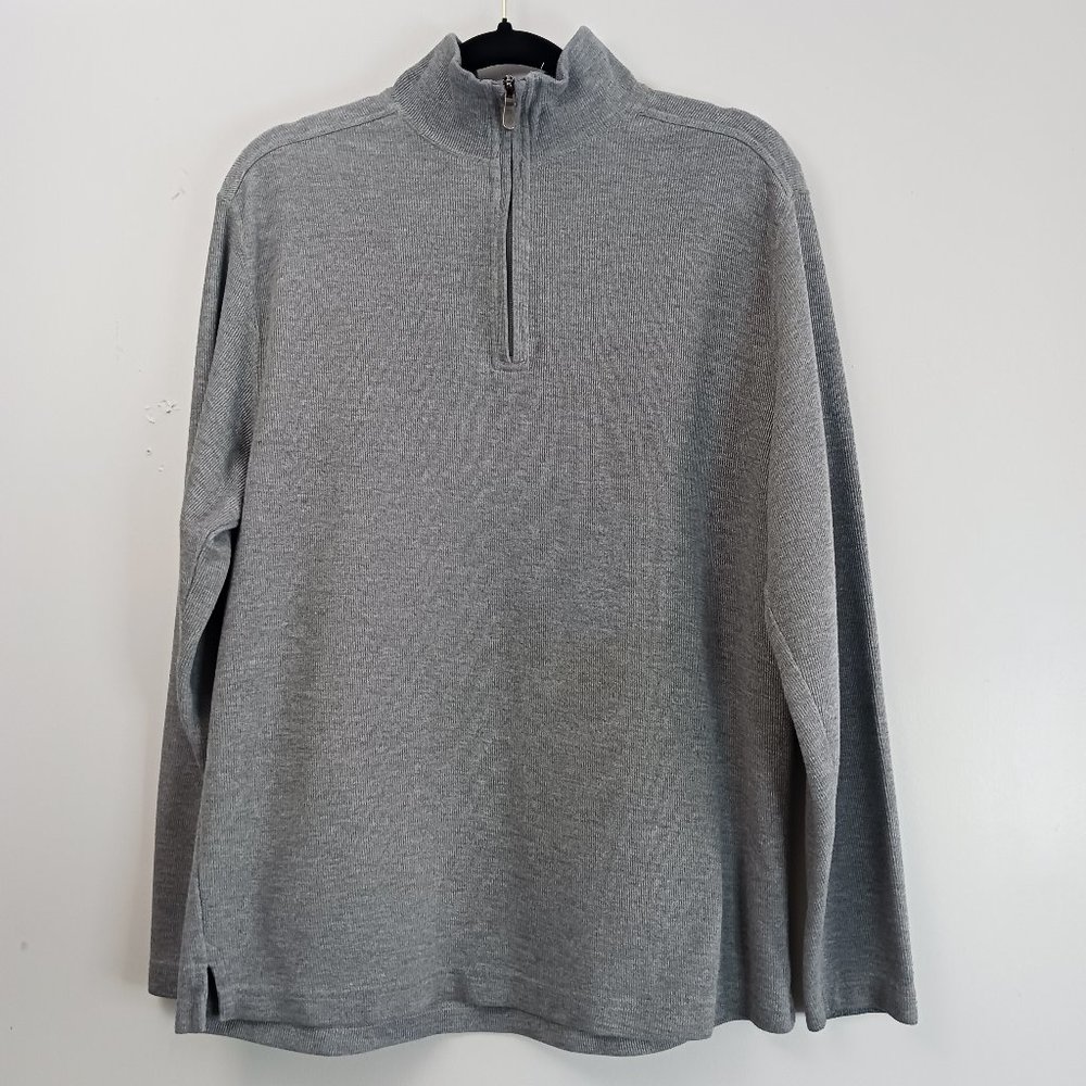 Joe Joseph Abboud Pullover Sweater Men  Size M Gray High Neck 1/4 Sleeve Fall